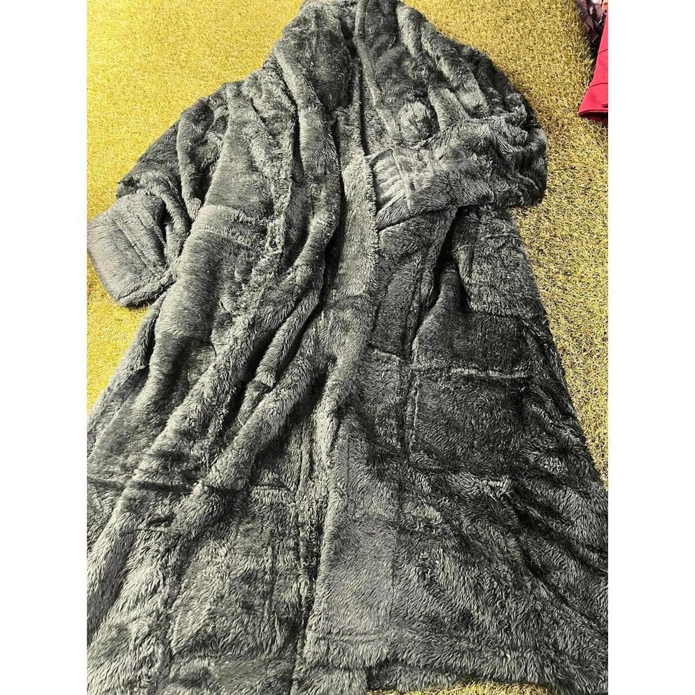 Pavilia Plush Faux Fur Long Green Robe Size Womens XL Mens Large